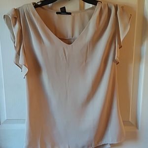 Tan Blouse with Frilly Sleeves